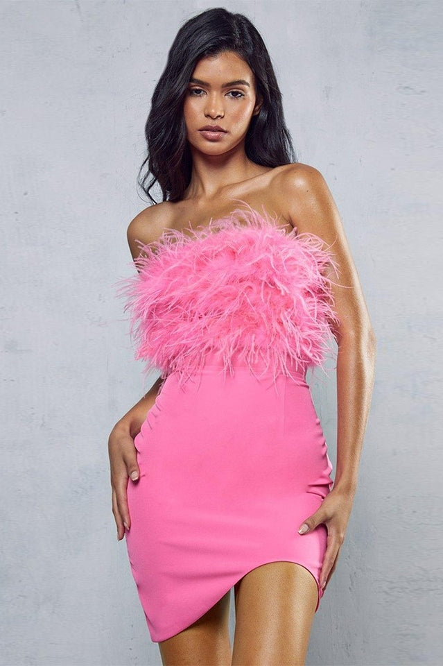 Curved Hem Feather Mini Dress | Dress In Beauty Curved Hem Feather Mini Dress | Dress In Beauty