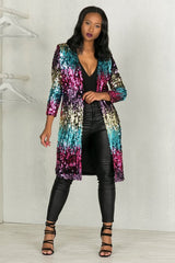 Colorful Mid-Length Sequin Cardigan | Dress In Beauty Colorful Mid-Length Sequin Cardigan | Dress In Beauty