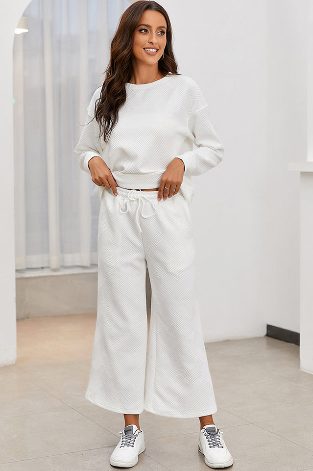 Textured Long Sleeve Top & Pants Set | Dress In Beauty Textured Long Sleeve Top & Pants Set | Dress In Beauty