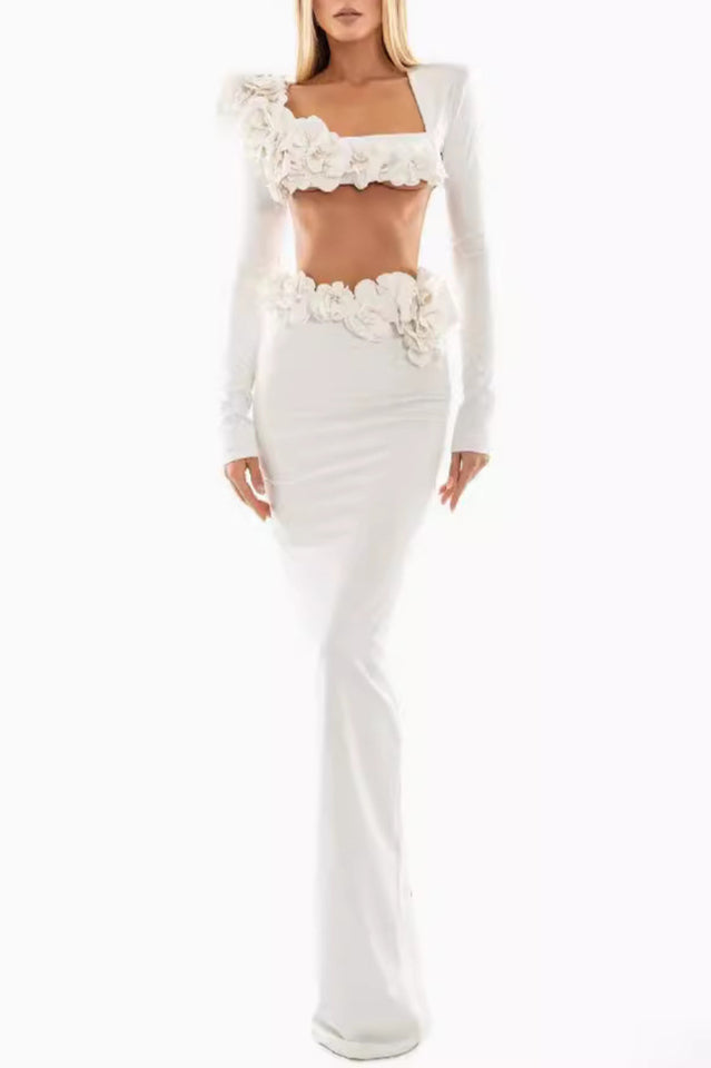 Flower Detail Two Piece Maxi Dress | Dress In Beauty Flower Detail Two Piece Maxi Dress | Dress In Beauty