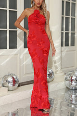 Halter 3D Floral Embroidered Gown | Dress In Beauty Halter 3D Floral Embroidered Gown | Dress In Beauty