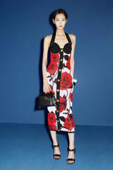 Knit Floral Halter Neck Midi Dress | Dress In Beauty Knit Floral Halter Neck Midi Dress | Dress In Beauty