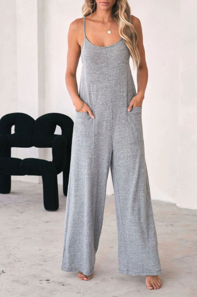 Side Pockets Spaghetti Strap Wide Leg Jumpsuit | Dress In Beauty Side Pockets Spaghetti Strap Wide Leg Jumpsuit | Dress In Beauty