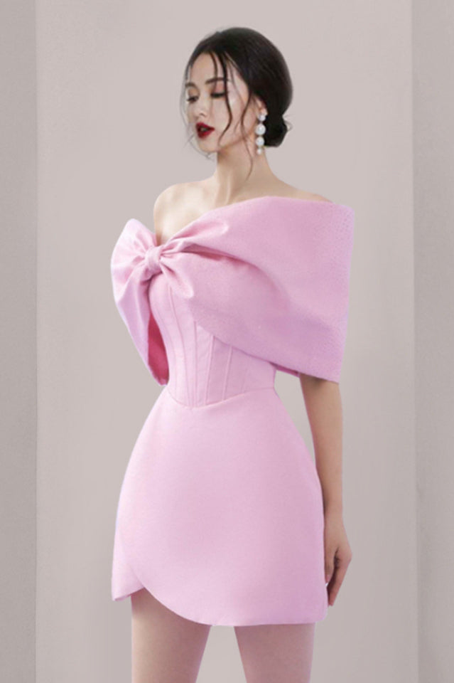Adah Pink Bowknot Mini Corset Dress | Dress In Beauty Adah Pink Bowknot Mini Corset Dress | Dress In Beauty