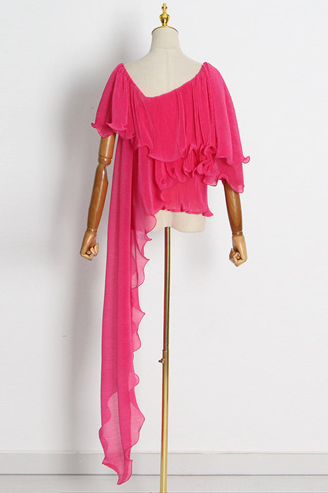 Ruffled Asymmetrical Hem Top & Pants Set | Dress In Beauty Ruffled Asymmetrical Hem Top & Pants Set | Dress In Beauty