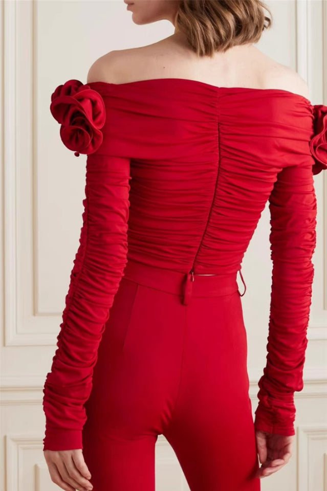 Floral Appliquéd Ruched Crop Top | Dress In Beauty Floral Appliquéd Ruched Crop Top | Dress In Beauty