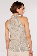 Apricot Sequin Halter Neck Top | Dress In Beauty Apricot Sequin Halter Neck Top | Dress In Beauty