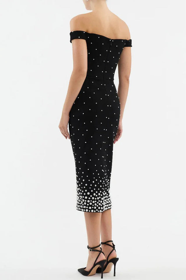 Pearl Polka Dots Embellished Midi Dress | Dress In Beauty Pearl Polka Dots Embellished Midi Dress | Dress In Beauty