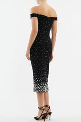 Pearl Polka Dots Embellished Midi Dress | Dress In Beauty Pearl Polka Dots Embellished Midi Dress | Dress In Beauty