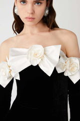 Duchesse Bows Off Shoulder Velvet Gown | Dress In Beauty Duchesse Bows Off Shoulder Velvet Gown | Dress In Beauty