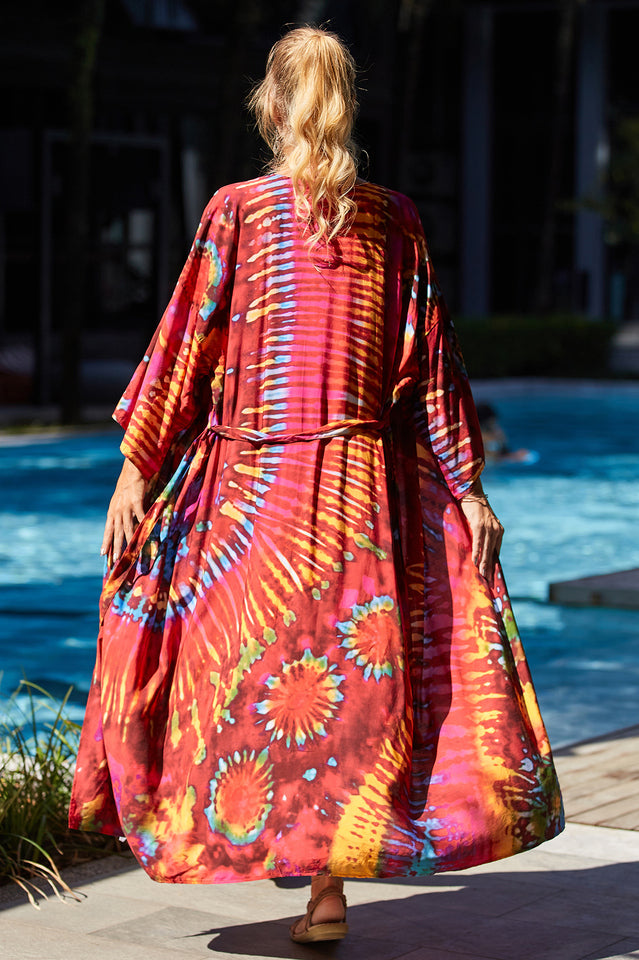 Tie Dye Belt Kimono Blouse (15 Colors) | Dress In Beauty Tie Dye Belt Kimono Blouse (15 Colors) | Dress In Beauty