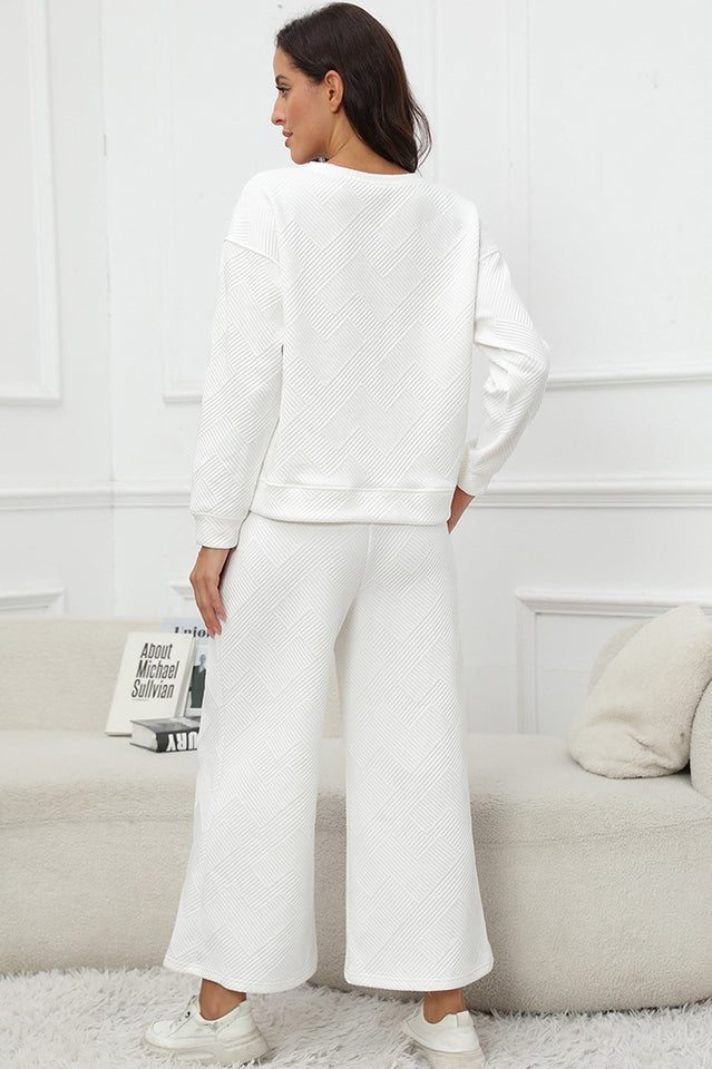 Textured Long Sleeve Top & Pants Set | Dress In Beauty Textured Long Sleeve Top & Pants Set | Dress In Beauty