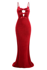 Baptiste Red Bow Velvet Maxi Dress | Dress In Beauty Baptiste Red Bow Velvet Maxi Dress | Dress In Beauty