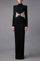 Crystal Trim Cut Out Crepe Maxi Dress | Dress In Beauty Crystal Trim Cut Out Crepe Maxi Dress | Dress In Beauty