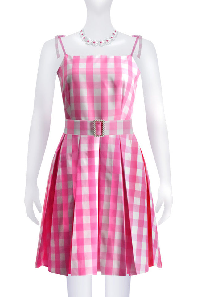 Barbie Movie Margot Pink Plaid Check Dress | Dress In Beauty Barbie Movie Margot Pink Plaid Check Dress | Dress In Beauty