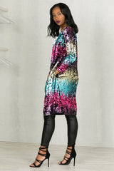 Colorful Mid-Length Sequin Cardigan | Dress In Beauty Colorful Mid-Length Sequin Cardigan | Dress In Beauty