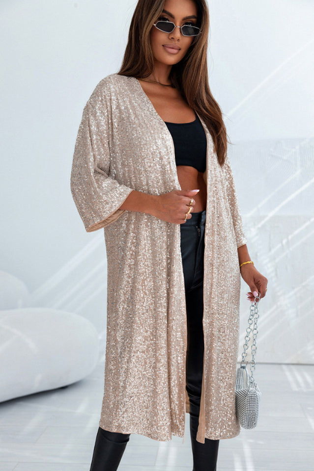 Sequin Open Front Duster Cardigan | Dress In Beauty Sequin Open Front Duster Cardigan | Dress In Beauty