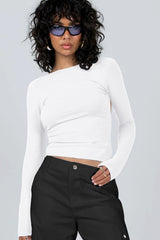 Backless Round Neck Long Sleeve Blouse | Dress In Beauty Backless Round Neck Long Sleeve Blouse | Dress In Beauty