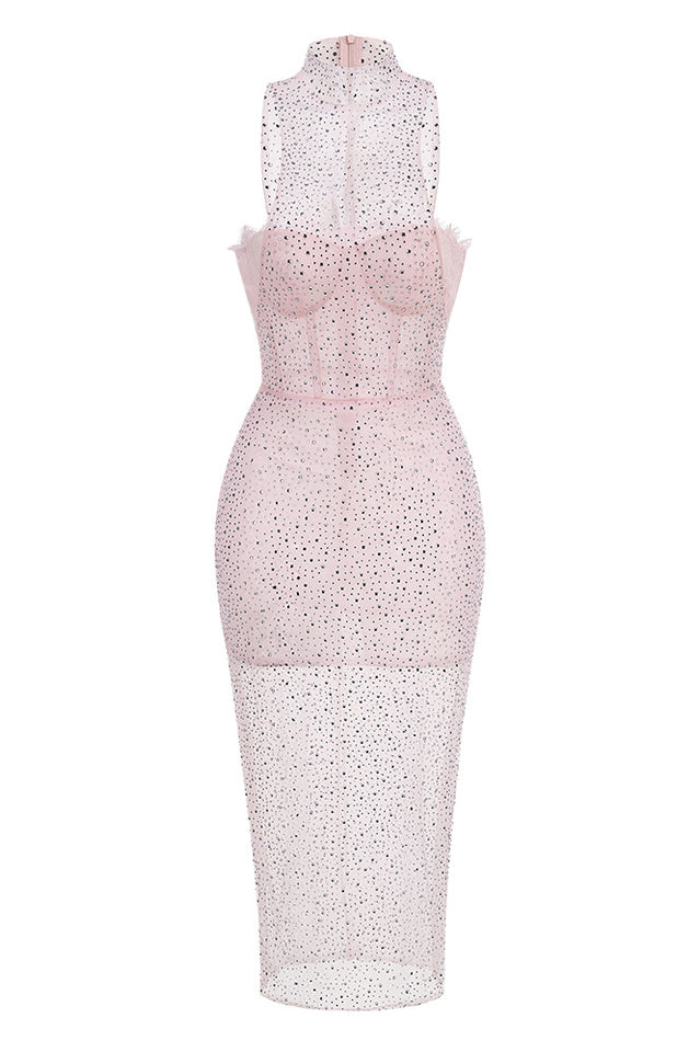 Brenden Pink Crystal Lace Midi Dress | Dress In Beauty Brenden Pink Crystal Lace Midi Dress | Dress In Beauty