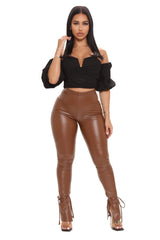 Faux Leather Split Flare Pants | Dress In Beauty Faux Leather Split Flare Pants | Dress In Beauty