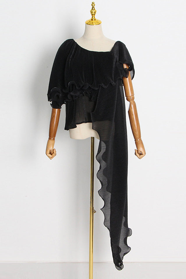 Ruffled Asymmetrical Hem Top & Pants Set | Dress In Beauty Ruffled Asymmetrical Hem Top & Pants Set | Dress In Beauty