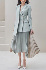 Blaire Gray Ruched Blazer Set | Dress In Beauty Blaire Gray Ruched Blazer Set | Dress In Beauty