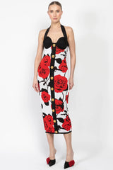 Knit Floral Halter Neck Midi Dress | Dress In Beauty Knit Floral Halter Neck Midi Dress | Dress In Beauty