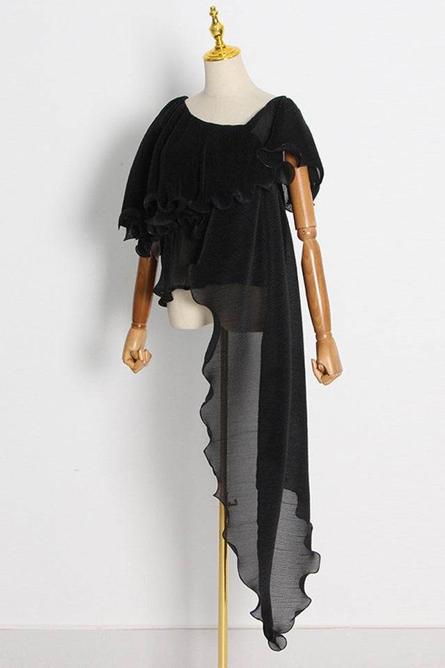 Ruffled Asymmetrical Hem Top & Pants Set | Dress In Beauty Ruffled Asymmetrical Hem Top & Pants Set | Dress In Beauty