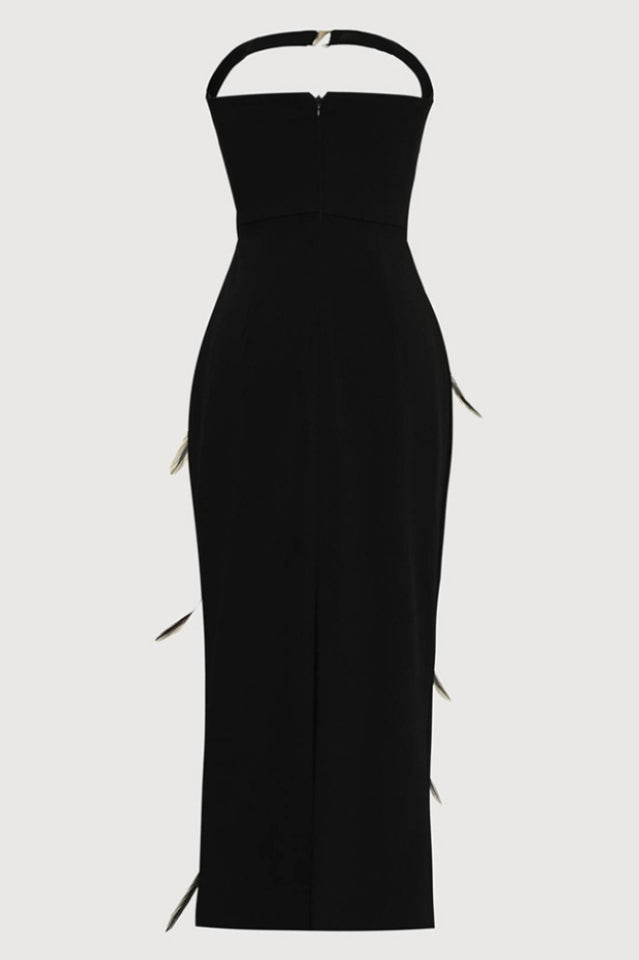 Feather Rhinestones Bodycon Midi Dress | Dress In Beauty Feather Rhinestones Bodycon Midi Dress | Dress In Beauty
