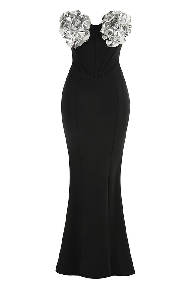 Strapless 3D Floral Maxi Dress | Dress In Beauty Strapless 3D Floral Maxi Dress | Dress In Beauty