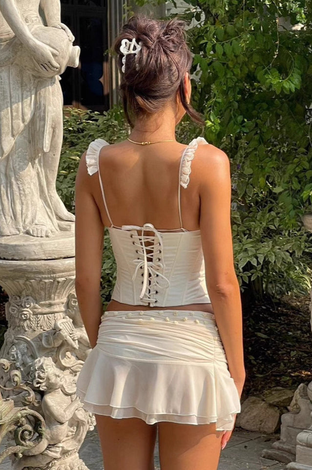 Amelia Corset Lace Up Ruffle Skirt Set | Dress In Beauty Amelia Corset Lace Up Ruffle Skirt Set | Dress In Beauty