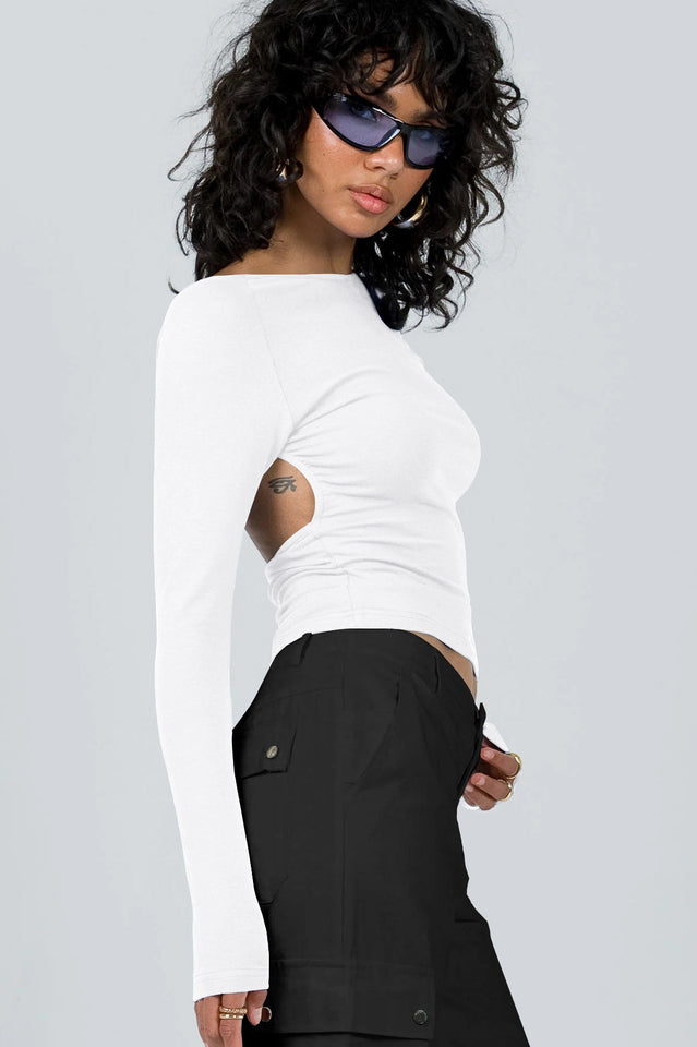 Backless Round Neck Long Sleeve Blouse | Dress In Beauty Backless Round Neck Long Sleeve Blouse | Dress In Beauty