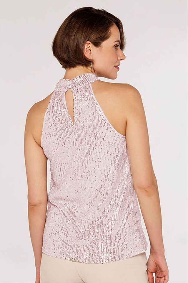 Apricot Sequin Halter Neck Top | Dress In Beauty Apricot Sequin Halter Neck Top | Dress In Beauty