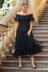 Off Shoulder Dotted Tulle Maxi Dress | Dress In Beauty Off Shoulder Dotted Tulle Maxi Dress | Dress In Beauty