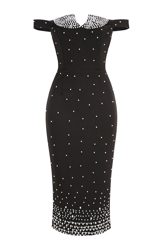 Pearl Polka Dots Embellished Midi Dress | Dress In Beauty Pearl Polka Dots Embellished Midi Dress | Dress In Beauty