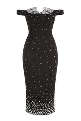 Pearl Polka Dots Embellished Midi Dress | Dress In Beauty Pearl Polka Dots Embellished Midi Dress | Dress In Beauty