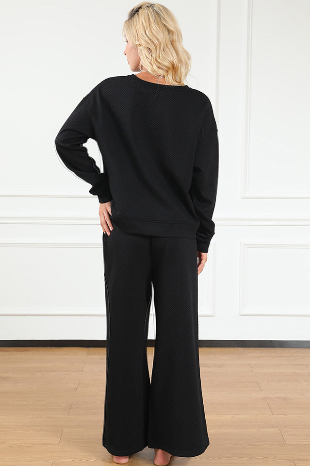 Textured Long Sleeve Top & Pants Set | Dress In Beauty Textured Long Sleeve Top & Pants Set | Dress In Beauty