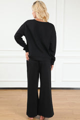 Textured Long Sleeve Top & Pants Set | Dress In Beauty Textured Long Sleeve Top & Pants Set | Dress In Beauty