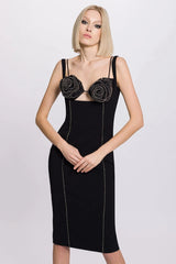 Silver Trim Floral Bustier Midi Dress | Dress In Beauty Silver Trim Floral Bustier Midi Dress | Dress In Beauty