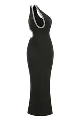 One Shoulder Crystal Chain Detail Dress | Dress In Beauty One Shoulder Crystal Chain Detail Dress | Dress In Beauty