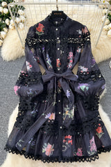 Alice Floral Print Lace Panelled Mini Dress | Dress In Beauty Alice Floral Print Lace Panelled Mini Dress | Dress In Beauty