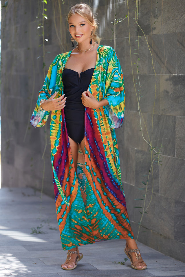 Tie Dye Belt Kimono Blouse (15 Colors) | Dress In Beauty Tie Dye Belt Kimono Blouse (15 Colors) | Dress In Beauty