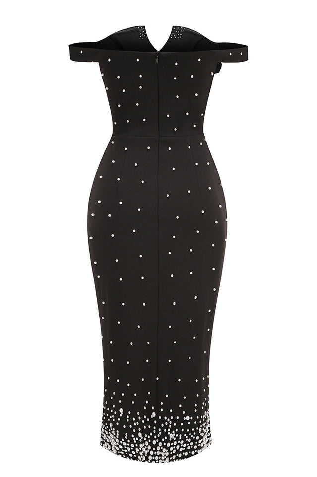 Pearl Polka Dots Embellished Midi Dress | Dress In Beauty Pearl Polka Dots Embellished Midi Dress | Dress In Beauty