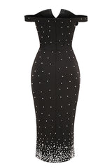 Pearl Polka Dots Embellished Midi Dress | Dress In Beauty Pearl Polka Dots Embellished Midi Dress | Dress In Beauty