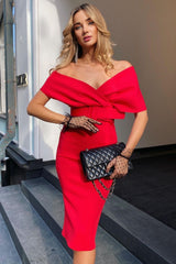 Off The Shoulder Belt Midi Dress | Dress In Beauty Off The Shoulder Belt Midi Dress | Dress In Beauty