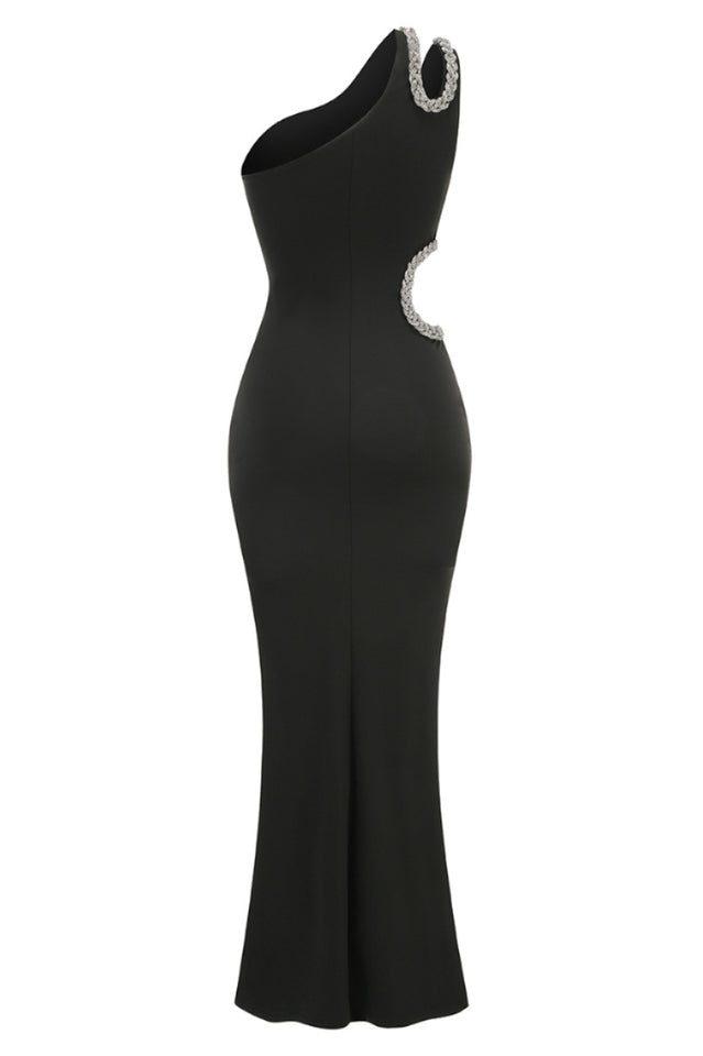 One Shoulder Crystal Chain Detail Dress | Dress In Beauty One Shoulder Crystal Chain Detail Dress | Dress In Beauty