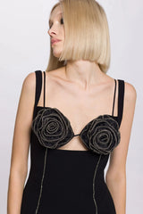 Silver Trim Floral Bustier Midi Dress | Dress In Beauty Silver Trim Floral Bustier Midi Dress | Dress In Beauty