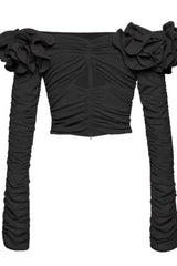 Floral Appliquéd Ruched Crop Top | Dress In Beauty Floral Appliquéd Ruched Crop Top | Dress In Beauty