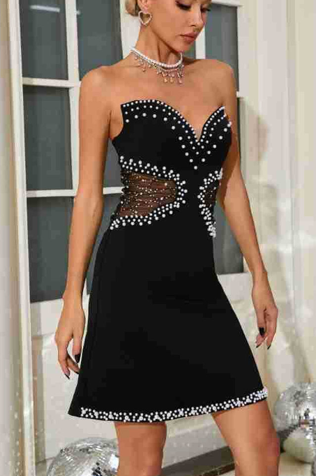 Strapless Pearl Mesh Mini Dress | Dress In Beauty Strapless Pearl Mesh Mini Dress | Dress In Beauty