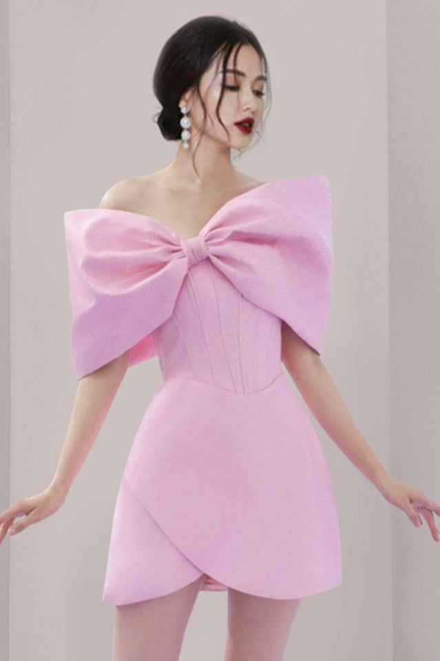 Adah Pink Bowknot Mini Corset Dress | Dress In Beauty Adah Pink Bowknot Mini Corset Dress | Dress In Beauty